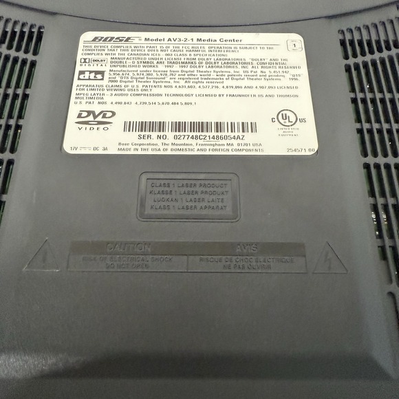 Bose AV 3-2-1 Media Center Receiver No Cables Remote Home‎ Theater UNTESTED - Picture 7 of 7